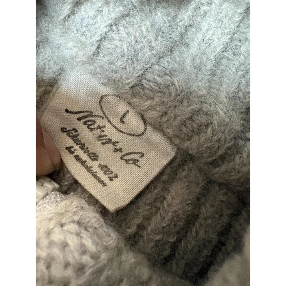 Notations Sweater Mens L Gray Chunky Knit 1/4 Zip Mock Neck Pullover Long Sleeve